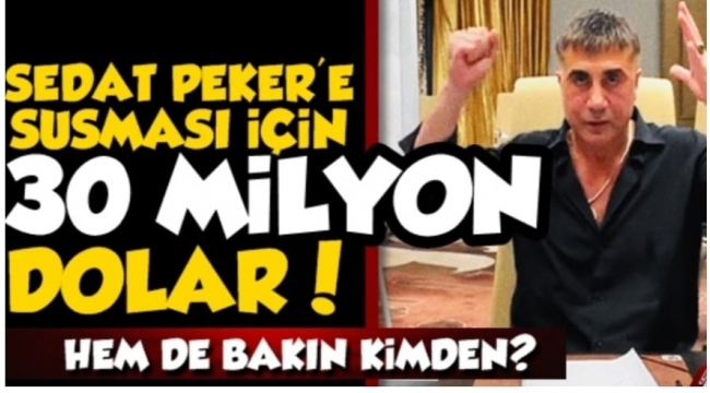Sedat Pekere 30 Milyon Dolar Sus Parası