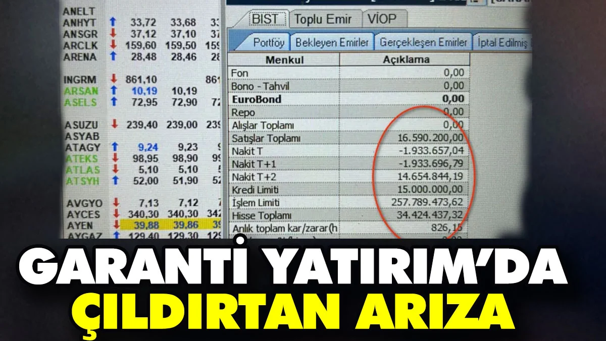Garanti Yatırım'da çıldırtan arıza